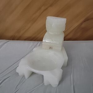 Vintage Carved Onyx Tiki / Aztec Ashtray